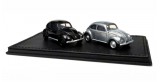 Volkswagen Split Window Beetle 2-Car Set 1938-1953 Black & Raw Metal 1:64 GREENLIGHT 29818