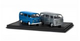 Volkswagen T2A Type 2 Bus 2 Car Set 1968-1970 Blue & Raw Metal 1:64 GREENLIGHT 29819