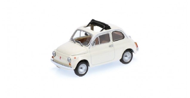 Fiat 500 Nuova White Cream Beige Coupe from 2007 1/43 New Ray Model Car with Or 